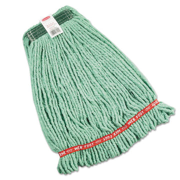 Rubbermaid® Commercial Web Foot Wet Mop Heads, Shrinkless, Cotton-synthetic, Green, Medium freeshipping - TVN Wholesale